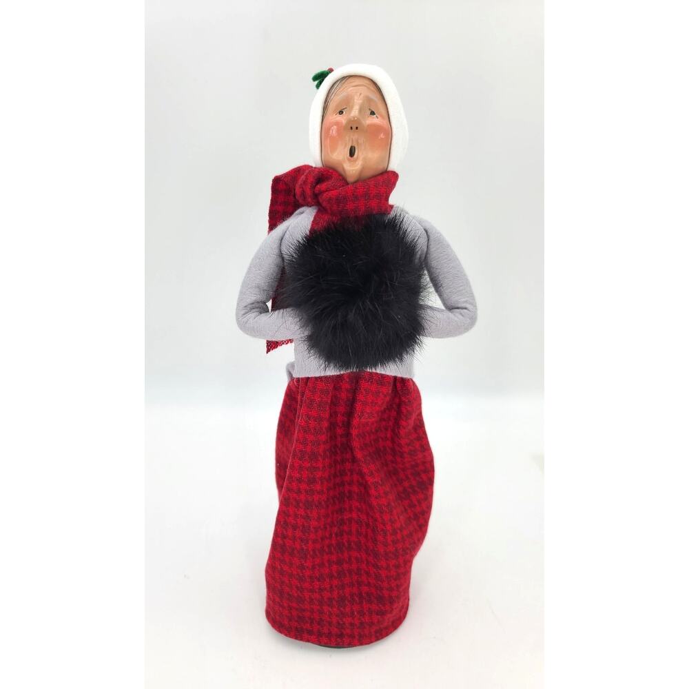 1995 BYERS CHOICE Ltd.Ed 9/100 The Carolers Lady Figure w/Fur 12.5" Signed